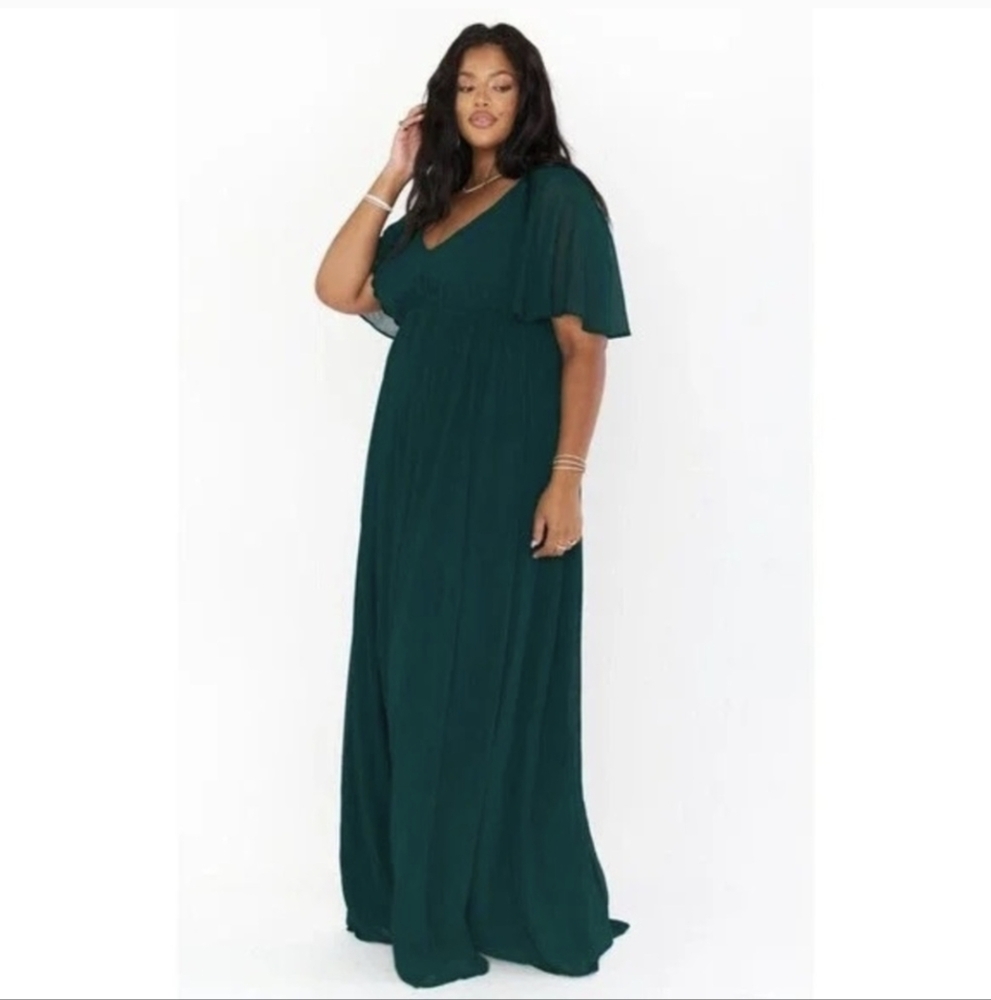 Show Me Your Mumu Emily Empire Maxi Dress in Emerald Chiffon Size 2x Plus New